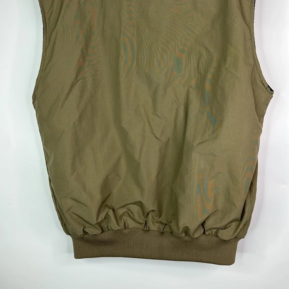 Vintage Columbia Tan Reversible Fleece Nylon Vest Size Medium Tall